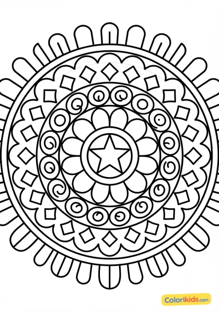 Coloriage à imprimer : mandalas concentriques