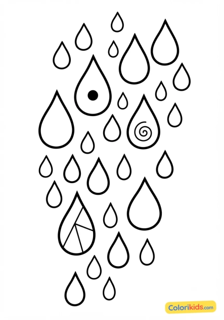 Coloriage à imprimer : gouttes de pluie tombantes
