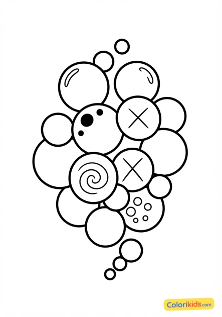 Coloriage à imprimer : bulles et cercles flottants