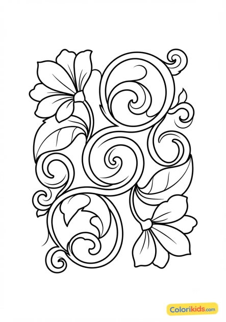 Coloriage à imprimer : arabesques florales