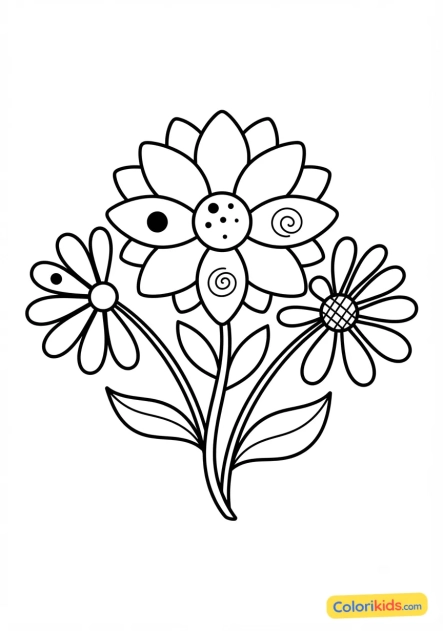 Coloriage à imprimer : fleurs à pétales multiples