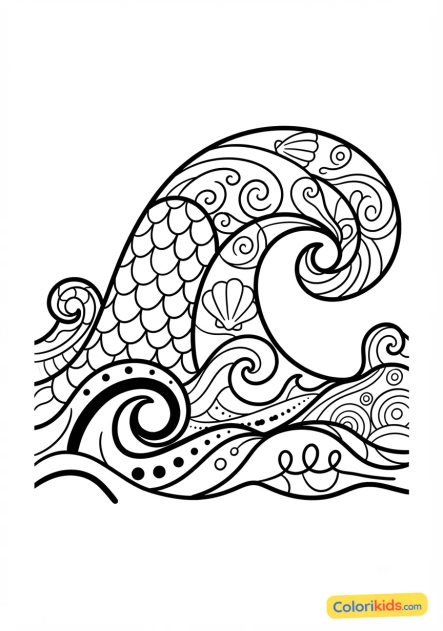 Coloriage à imprimer : vagues océaniques