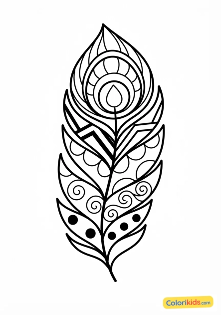 Coloriage à imprimer : plumes de paon