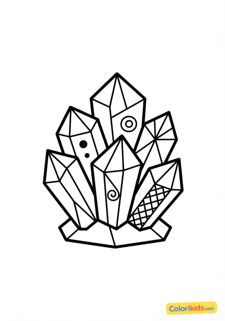 Coloriage à imprimer : cristaux de roche
