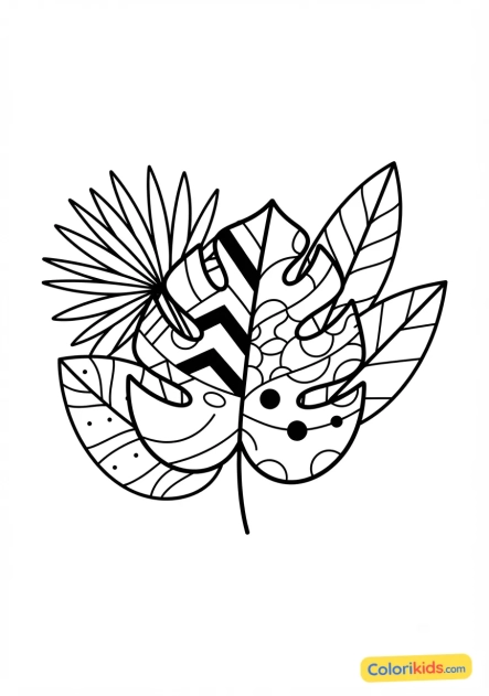 Coloriage à imprimer : feuillage tropical