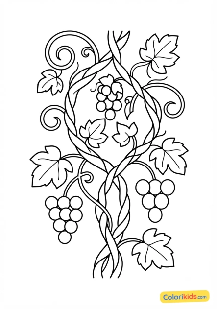 Coloriage à imprimer : lianes et vrilles de vigne