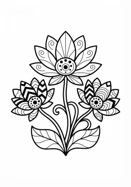 Coloriage Fleurs de lotus stylisées