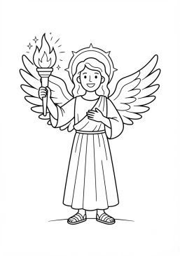 Voir le coloriage Ange de la lumière brandissant un flambeau étincelant