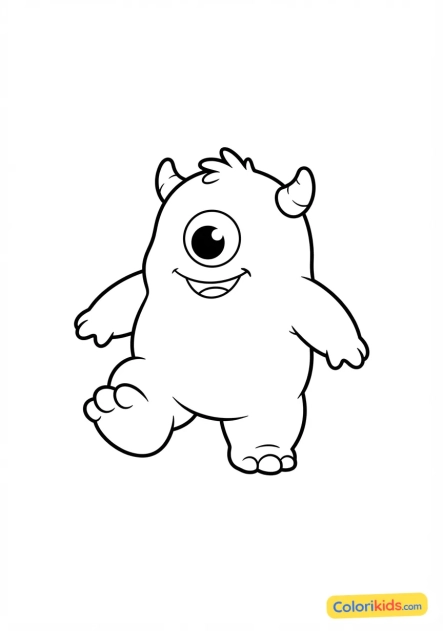 Coloriage à imprimer : petit monstre aux pattes potelées faisant un premier pas
