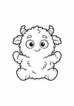 Voir le coloriage Petit monstre duveteux aux grands yeux ronds et curieux