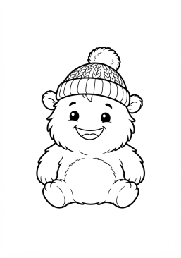 Voir le coloriage Monstre doux avec un petit bonnet de laine et un pompon