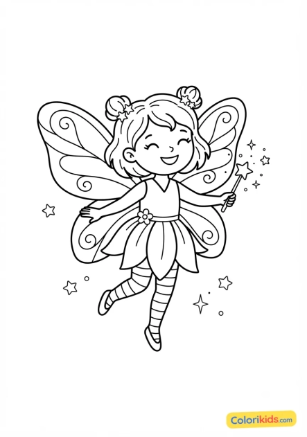 Coloriage à imprimer : petite fée aux ailes de papillon