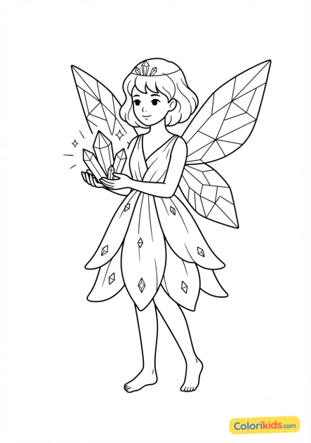 Coloriage à imprimer : fée des cristaux étincelants