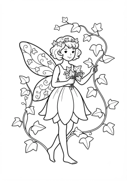 Coloriage Fée et lierre grimpant
