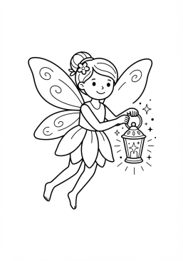 Coloriage Fée tenant une lanterne magique
