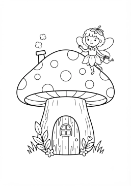 Coloriage Maison champignon de fée