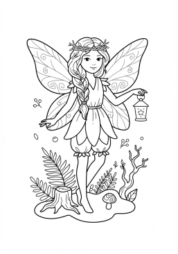 Coloriage Fée des bois mystérieuse