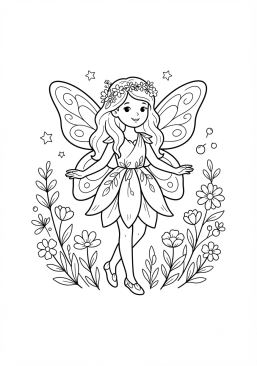 Coloriage Fée des fleurs sauvages