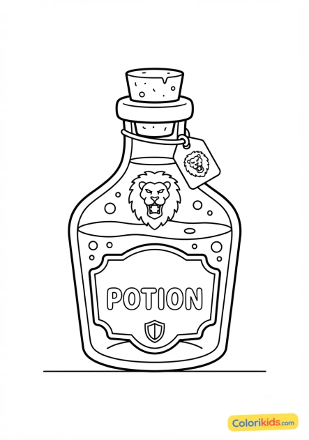 Coloriage à imprimer : bouteille de potion de bravoure