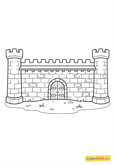 Coloriage à imprimer : muraille de pierre crénelée
