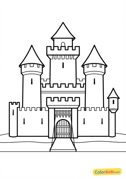 Coloriage à imprimer : château fort fortifié