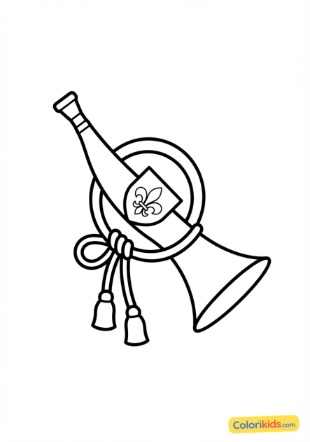 Coloriage à imprimer : cor de chasse héraldique