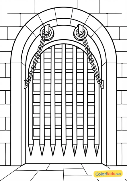 Coloriage à imprimer : herse de la porte principale