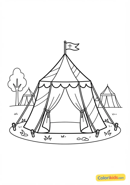 Coloriage à imprimer : tente de campement médiéval