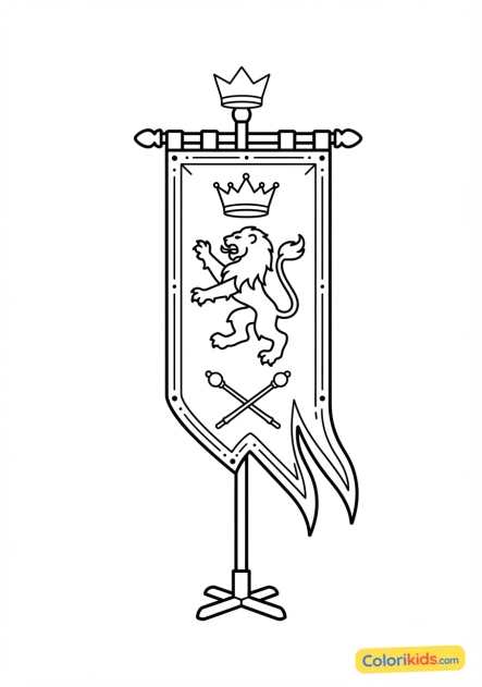Coloriage à imprimer : Étendard et bannière royale