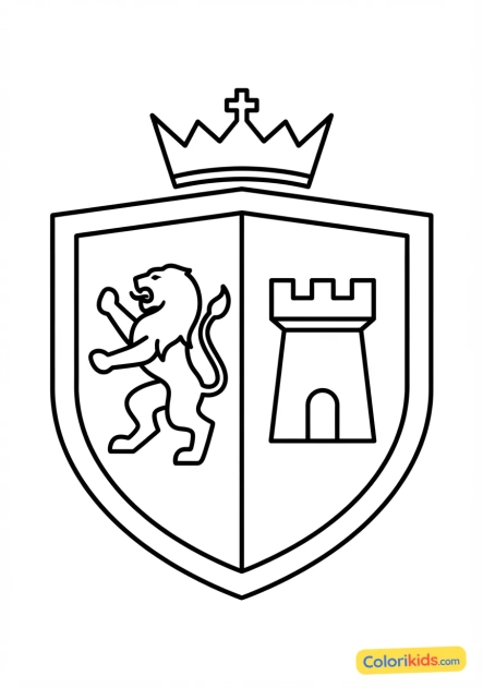 Coloriage à imprimer : bouclier royal aux armoiries