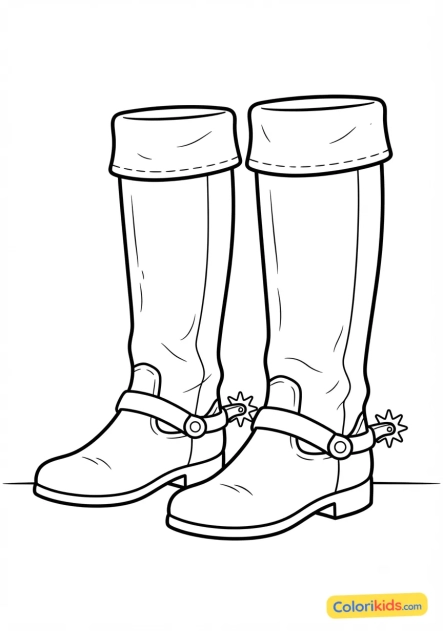 Coloriage à imprimer : Éperons et bottes de cuir