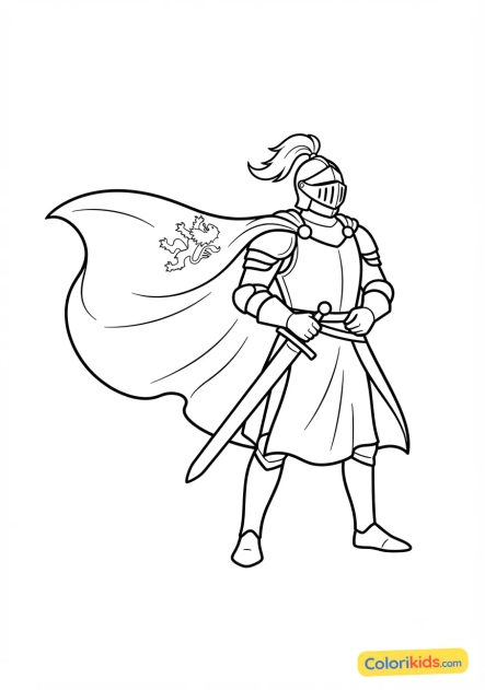 Coloriage à imprimer : cape de chevalier au vent