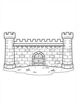 Coloriage Muraille de pierre crénelée