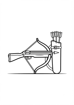 Coloriage Arbalète et carquois de flèches