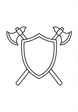 Coloriage Écu et haches d'armes croisés