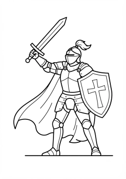 Coloriage Chevalier brandissant son épée