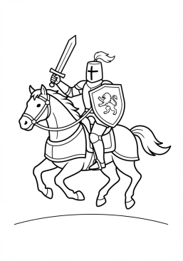 Coloriage Chevalier au galop sur son destrier