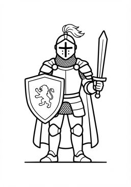 Coloriage Chevalier en armure brillante