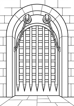 Coloriage Herse de la porte principale