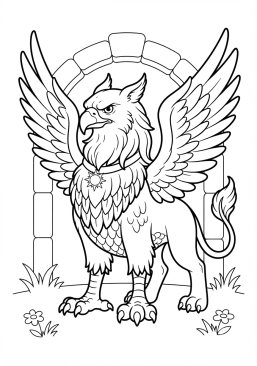 Coloriage Griffon majestueux et gardien