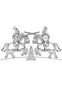 Coloriage Tournoi de joute médiéval