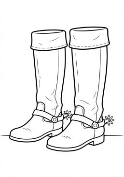 Coloriage Éperons et bottes de cuir