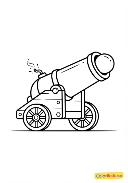 Coloriage à imprimer : canon prêt à tirer