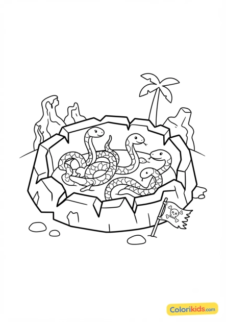 Coloriage à imprimer : fosse aux serpents de l'île