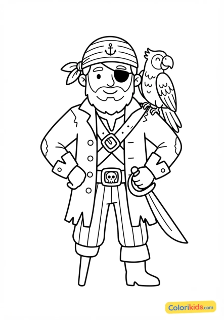 Coloriage à imprimer : perroquet perché sur l'épaule