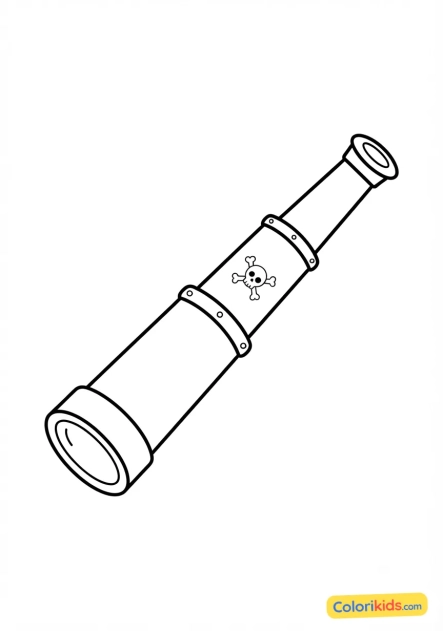 Coloriage à imprimer : télescope longue-vue de pirate