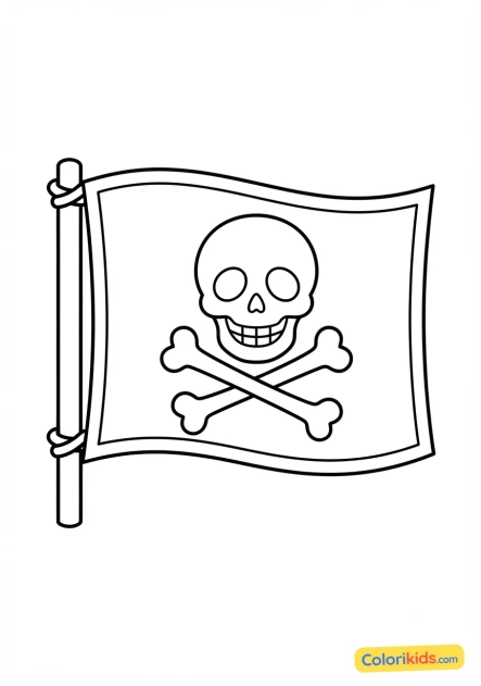 Coloriage à imprimer : drapeau tête de mort et tibias