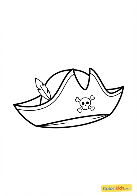 Coloriage à imprimer : chapeau de pirate aux trois cornes