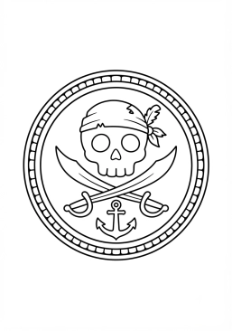 Coloriage Pièce d'or géante de corsaire