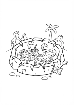 Coloriage Fosse aux serpents de l'île